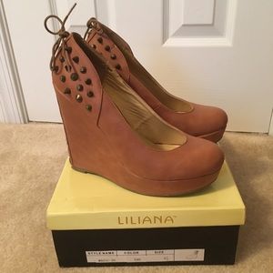 Liliana Magic Faux Leather Wedge with Spikes